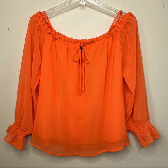 Romeo & Juliet Orange Boho On Off Shoulder Lined Blouse Top Size M - Picture 1 of 15